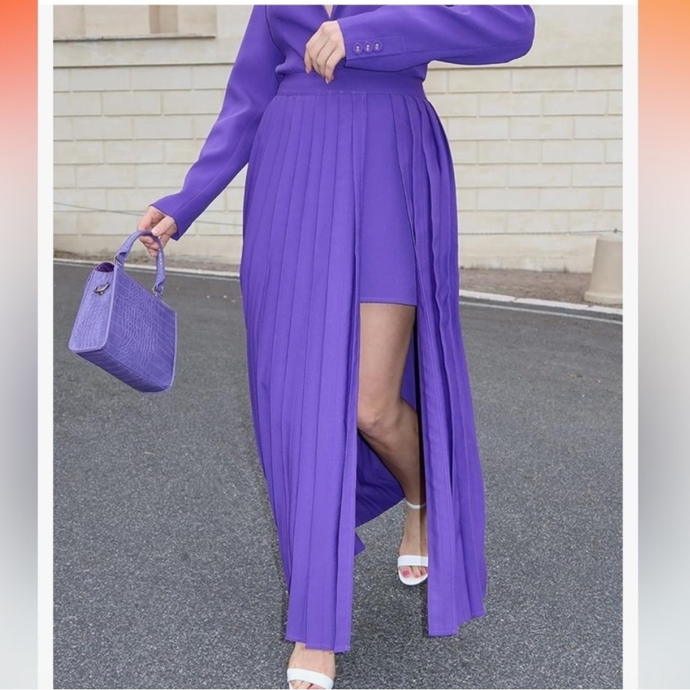 THE DROP Pleated Maxi Skirt with High Slit NWT! 💜
